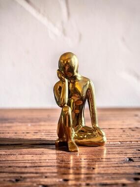 Apropos Home Collection 8" Gold Thinking Man Ceramic Figurine Modern Decor